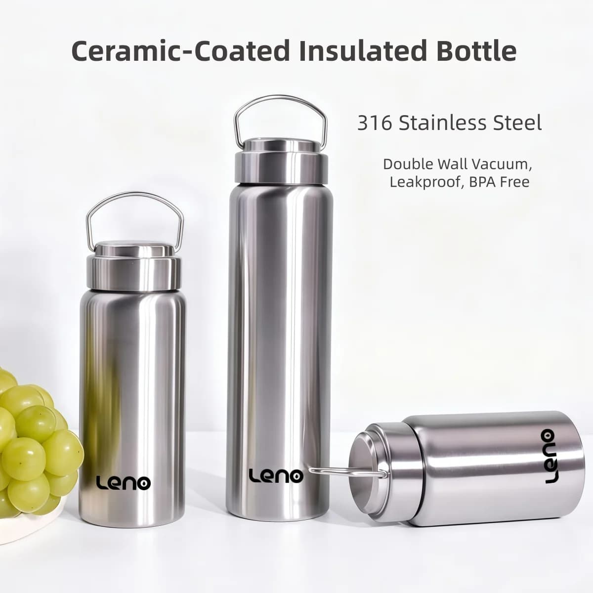 Botella termo de té con revestimiento de cerámica Premium, taza de agua de acero inoxidable de doble pared, termo de viaje, 350-750ml