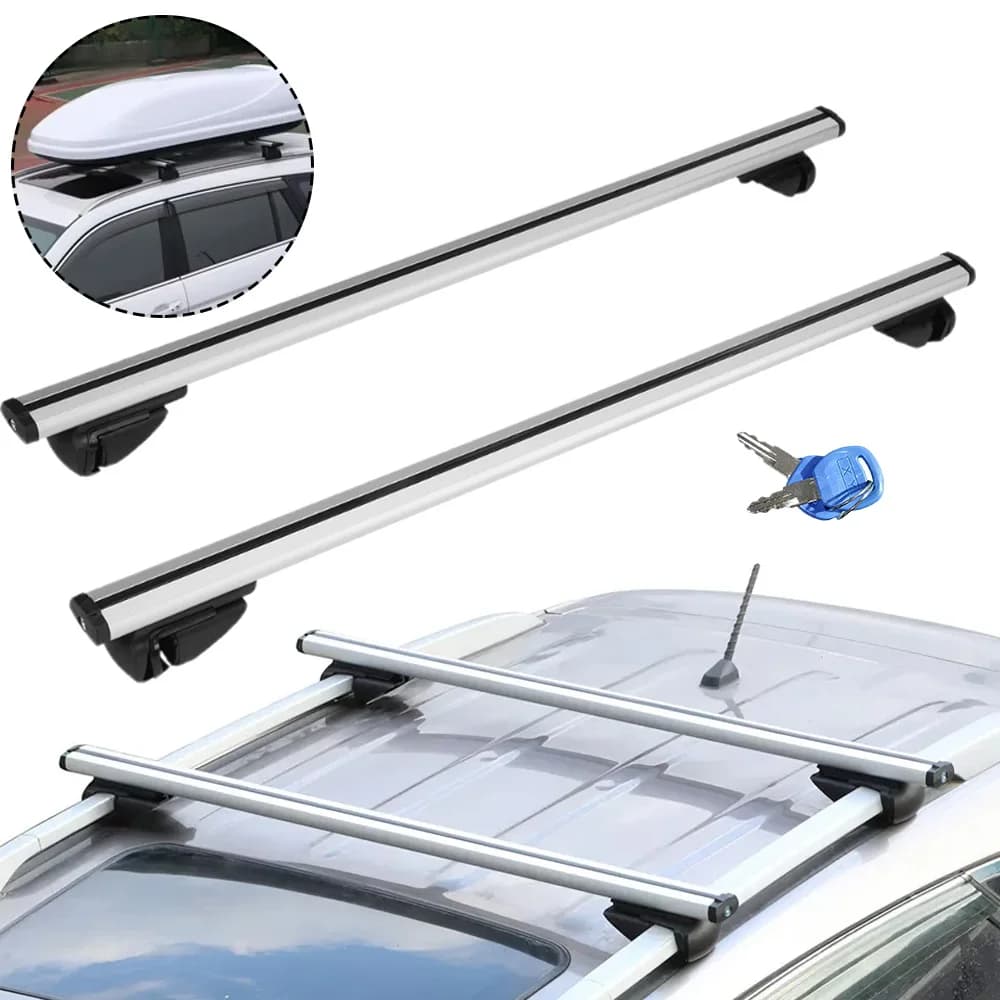 Portaequipajes universal para techo, portaequipajes de aluminio de 118 cm, capacidad de carga de 90 kg, barras transversales ajustables con