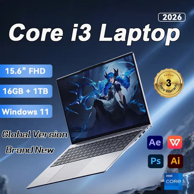 FUCHU NUEVO Ordenador portátil de 15,6 pulgadas, 16 GB DDR4, 1 TB SSD, Intel i3-6100U, teclado retroiluminado, Windows 11 Pro, PC para oficina,