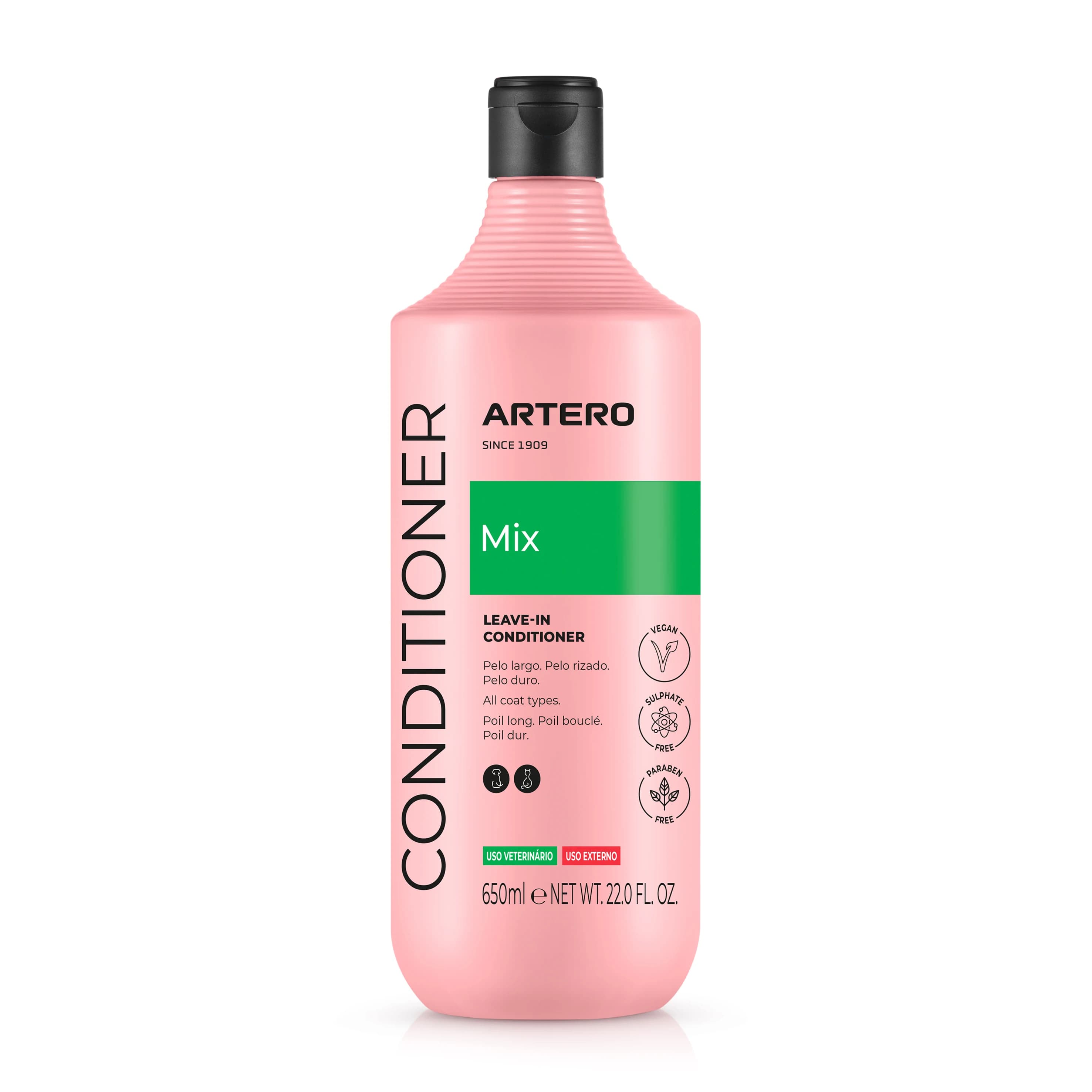 Artero Mix. Acondicionador Multifase para Perros y Gatos, Desenreda e Hidrata el Pelaje. Ideal para Todo Tipo de Pelo, Uso Diario y Profesional. Sin