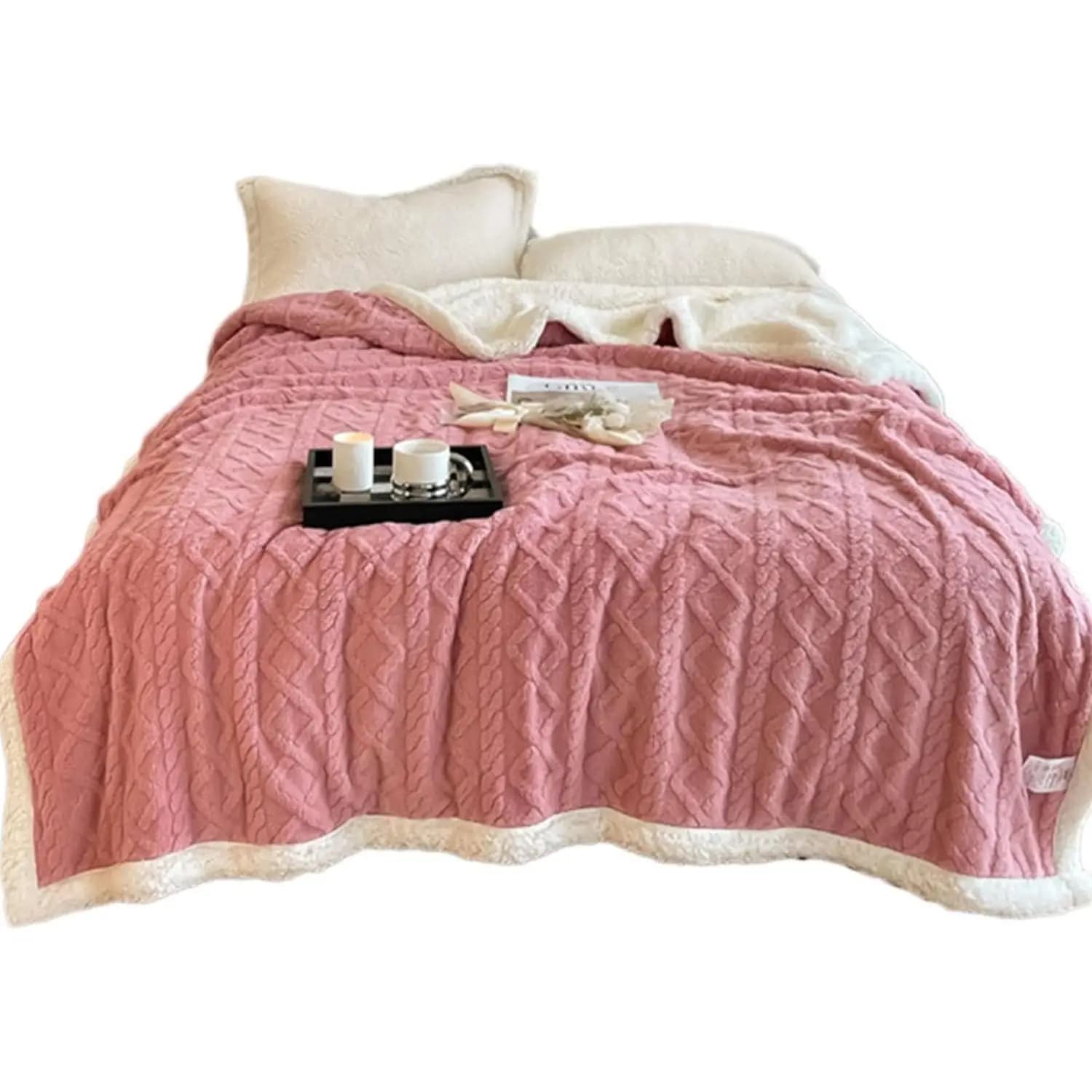 Mantas Sofa/Cama, Manta Polar de Sherpa Multiuso con Microfibra Extra Suave y Borreguitos, Manta estampada sedalina, 3 medidas, diferentes colores,