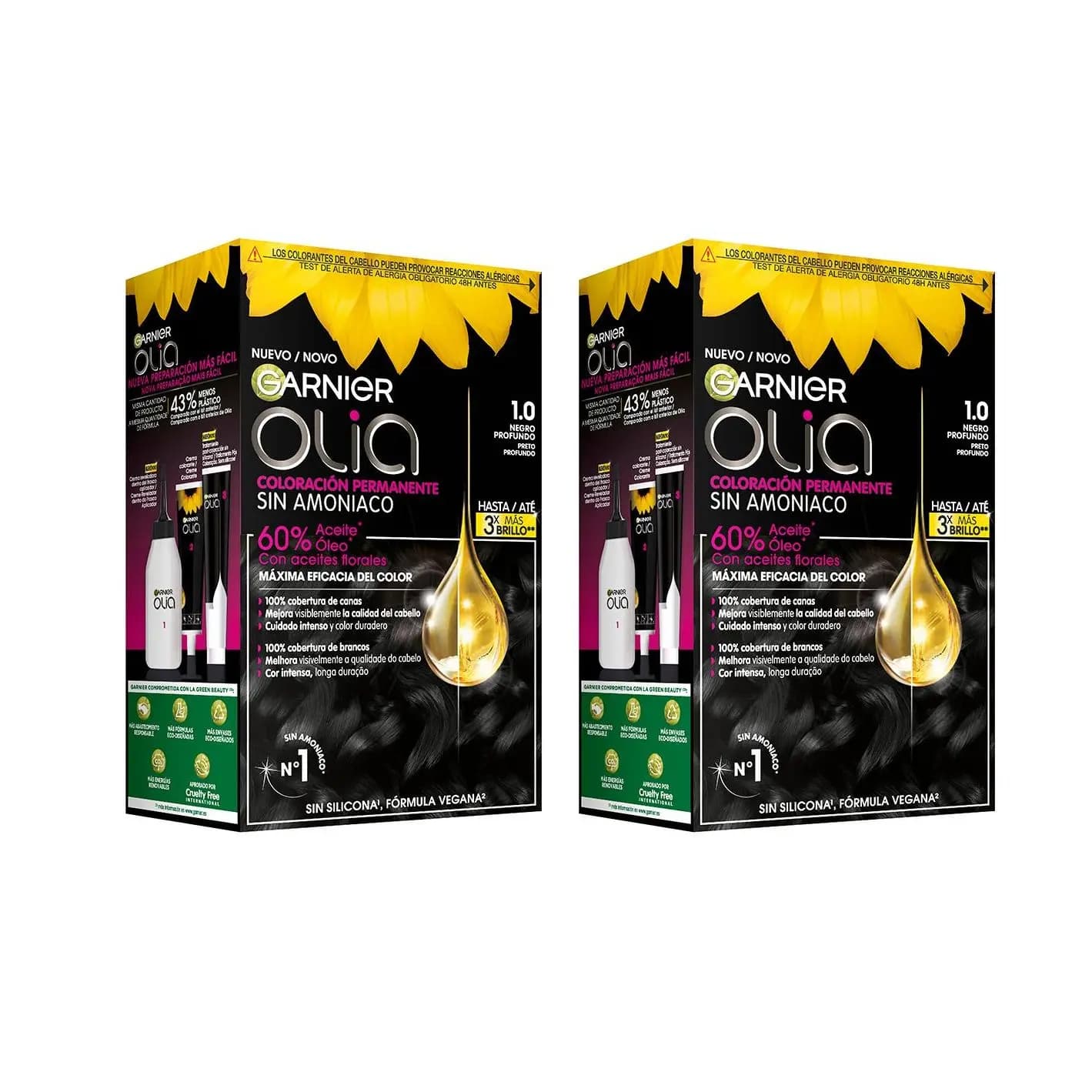GARNIER | Olia coloración permanente sin amoniaco para un olor agradable con aceites florales de origen natural -