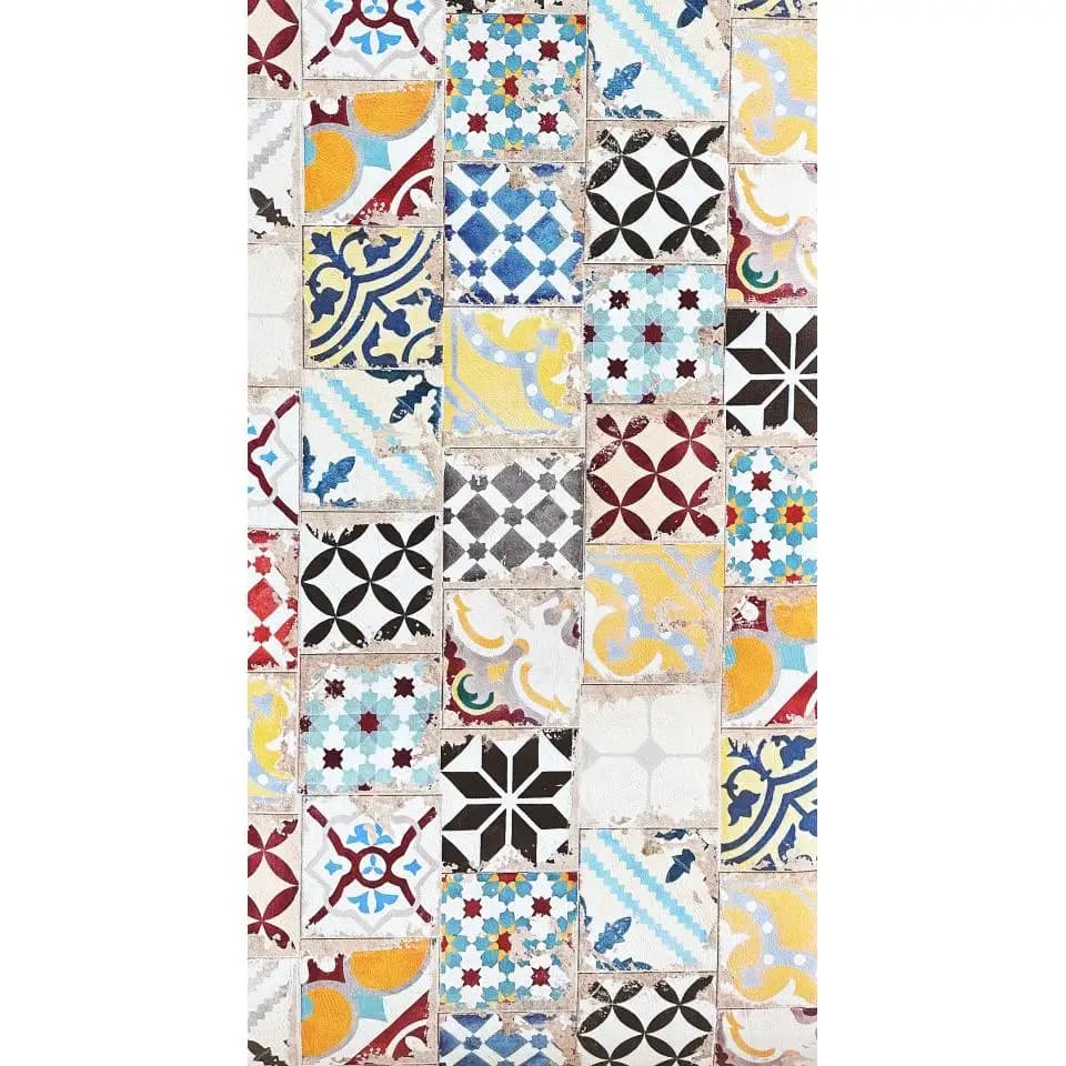 Alfombra vinílica antideslizante, diseño hidráulico mediterráneo, fácil de limpiar, para cocina y pasillo
