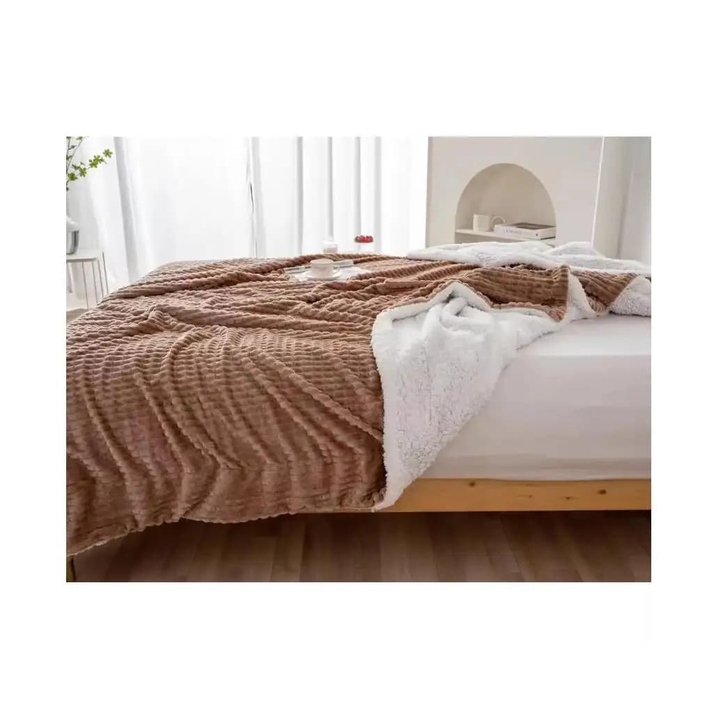 Manta Sofa/Cama Waffle Reversible Sedalina Plaid Franela Moderna, Mantas Polar Invierno de Sherpa Multiuso con Microfibra Extra Suave y Borreguitos,3