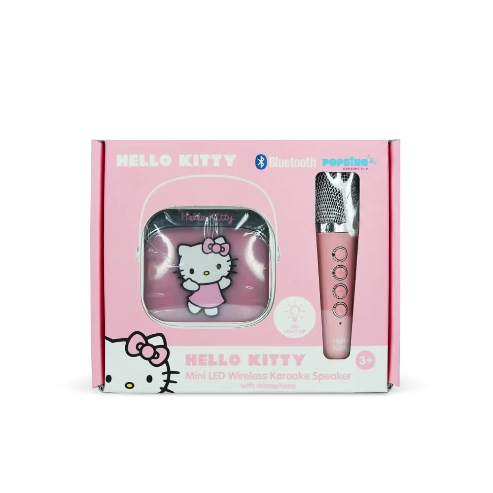 CONJUNTO DE ALTAVOZ Y MICROFÓNO INALÁMBRICOS PARA KARAOKE HELLO KITTY CON LUZ LED Nintendo