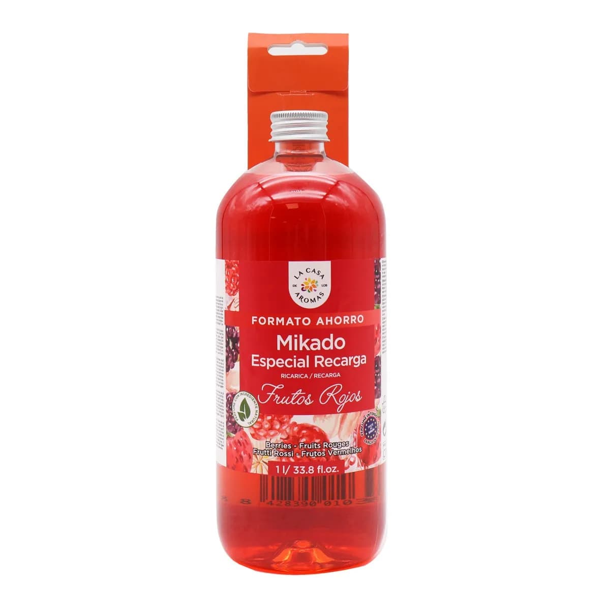 La Casa de los Aromas Mikado Reposicion FRUTOS ROJOS  botella 1 Litro con 15palitos de recambios Ambientador Fragancia DURADERA 1000ml Calidad