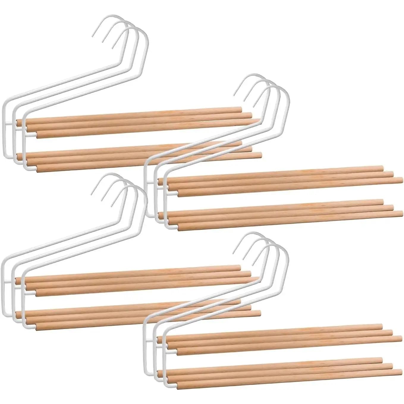 Com-Fort House Perchas Metálicas con Barra de Madera - Resistentes y Delgadas