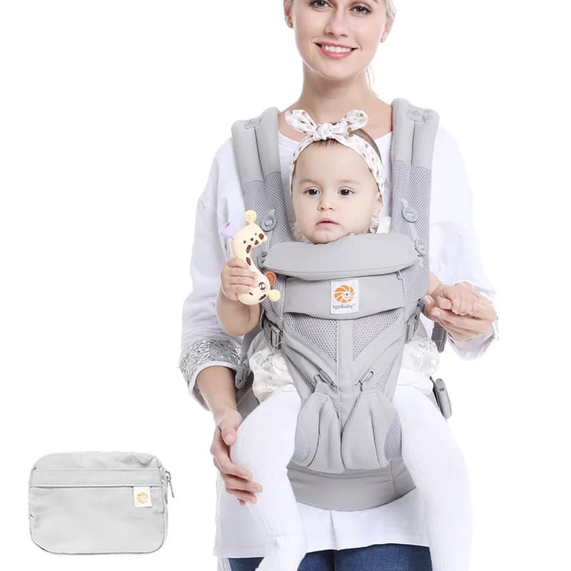 Portabebés Ergobaby, todas las posiciones de porteo, bandolera con malla transpirable de algodón para las cuatro estaciones, para madres, padres y