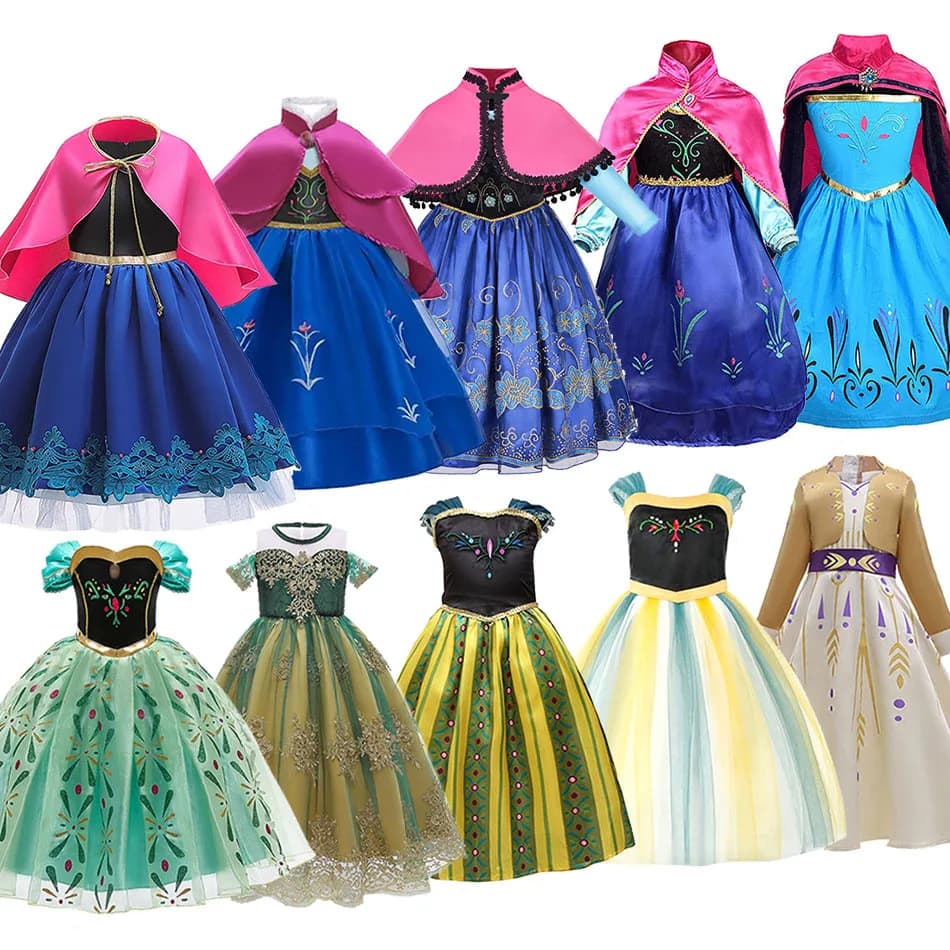 Disfraz de princesa para niños, vestido de fiesta de Reina Anna de la nieve, vestidos de Carnaval de Navidad, ropa de Cosplay elegante para