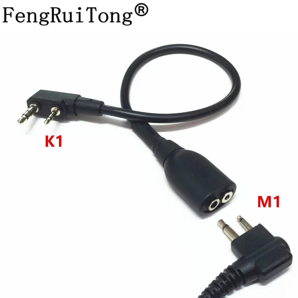 Adaptador K1 a M1 para auriculares Baofeng Kenwood TYT de radio de 2 pines a fpr PD780 Motorola de 2 pines, adaptador de cable K a M