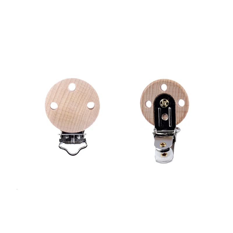 10 unids/lote Clip de madera para chupete, Clips para chupete de haya, Clips masticables para dentición, cadenas con Clip para chupete, mordedor para