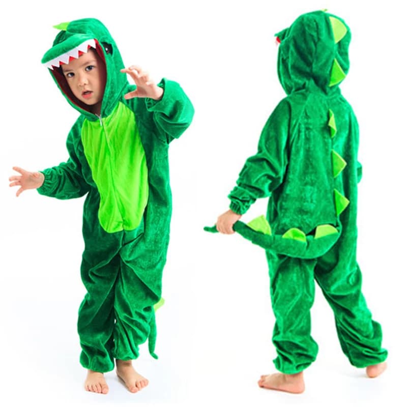 Disfraz de dinosaurio Kugurumi para niños, disfraz de Cosplay para niños de 2 a 4T, 4-8 años, verde y negro, juego de fiesta escolar para