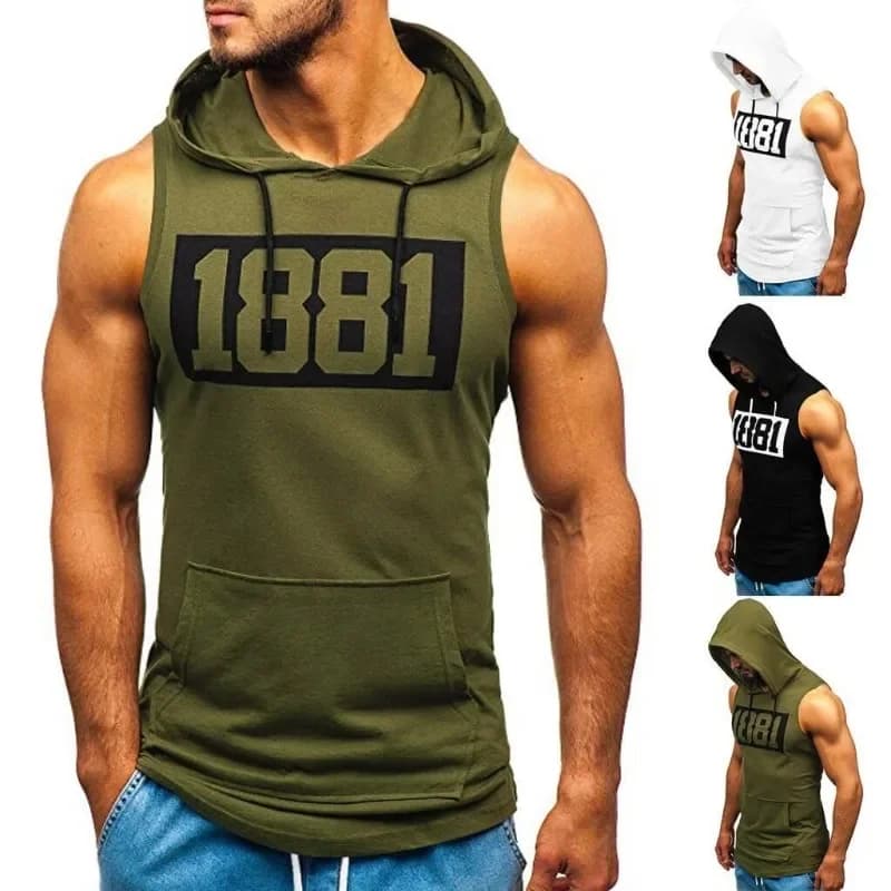 Camisetas sin mangas con capucha para hombre, sudaderas con capucha de entrenamiento de gimnasio, camiseta sin mangas de culturismo, camiseta de corte