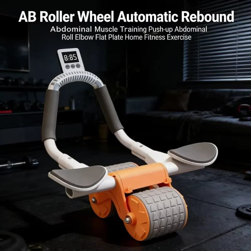 Rueda Abdominal con Rebote Automático, Equipo de Ejercicio Abdominal con Soporte para Codos, Asistente para Flexiones, Herramienta de Fitness para el