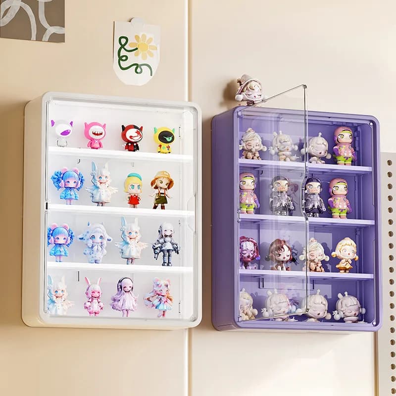 Caja de almacenamiento montada en la pared para figuras de acción, estante de exhibición de succión magnética, organizador para caja ciega, caja