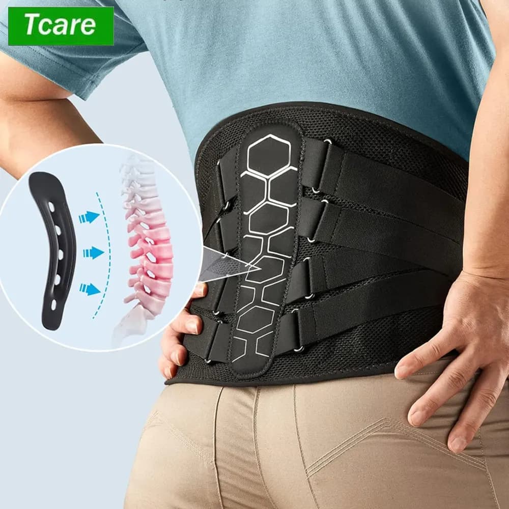 Soporte para espalda para dolor de espalda baja, ciática, hernia de disco, escoliosis, cinturón de soporte para espalda con almohadilla suave,