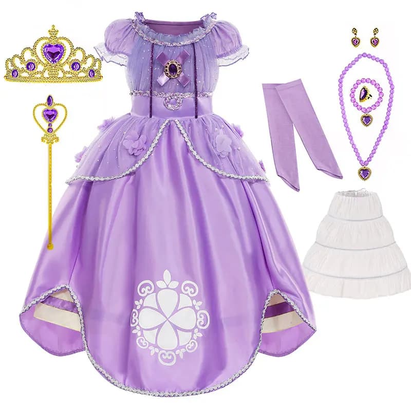 Vestido de Princesa Sofía para niña, ropa de baile de lujo, juego de rol de carnaval, TV, reina de Sofía, disfraz de princesa, vestidos de