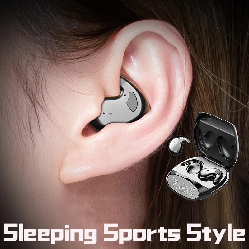 SK-auriculares ultrafinos para dormir, cascos inalámbricos con Bluetooth 5,3, invisibles, con botón oculto en la oreja, deportivos, resistentes al