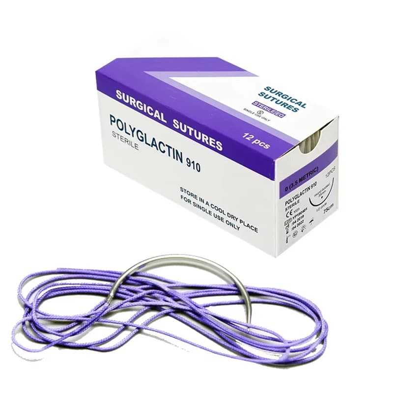 12 Uds hilo de sutura absorbente Pet Dog específico PGA 910 75CM 90CM con aguja 2/0 3/0 4/0 5/0 enseñanza clínica ejercicios hospitalarios