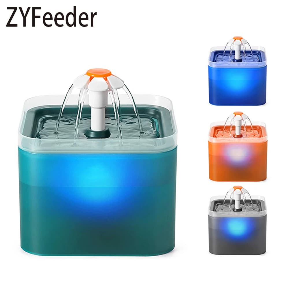 Fuente de agua automática para gatos y perros, dispensador de agua con iluminación LED, USB, con filtro de recirculación, alimentador para