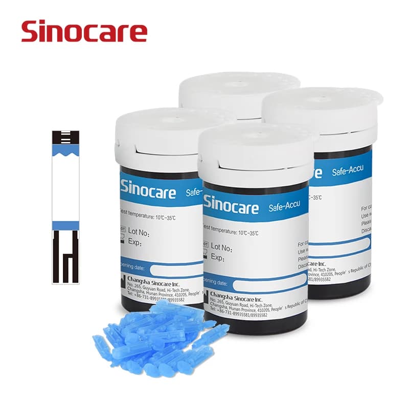 Tiras reactivas y lancetas de glucosa en sangre Sinocare Safe Accu 25/50/100 PCS