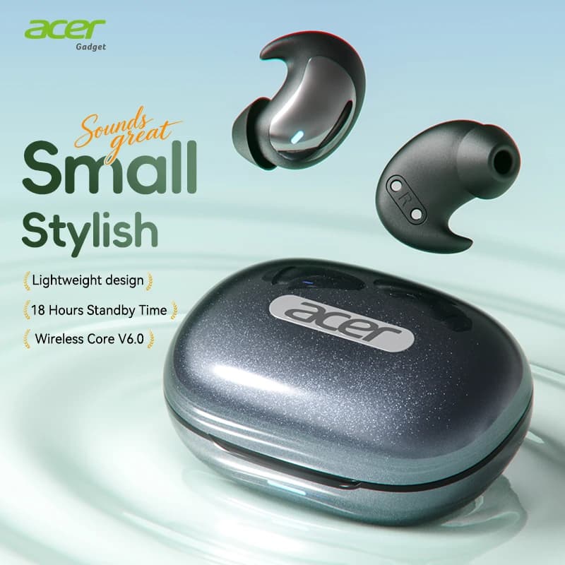 Acer Ohr720 Auriculares inalámbricos intrauditivos Bluetooth 6.0 Mini auriculares compactos de alta gama para dormir con diafragma grande, calidad de