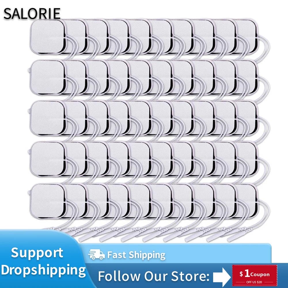 Almohadillas de electrodos de repuesto para unidad TENS, máquina de terapia, Estimulador muscular, parche masajeador, cuidado de la salud, enchufe de