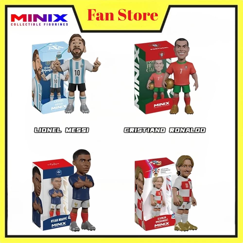 Figuras de Estrellas de la Copa Mundial MINIX de 12 cm: Lionel Messi, Kylian Mbappé, Cristiano, Luka Modric, Colección Oficial de Jugadores de