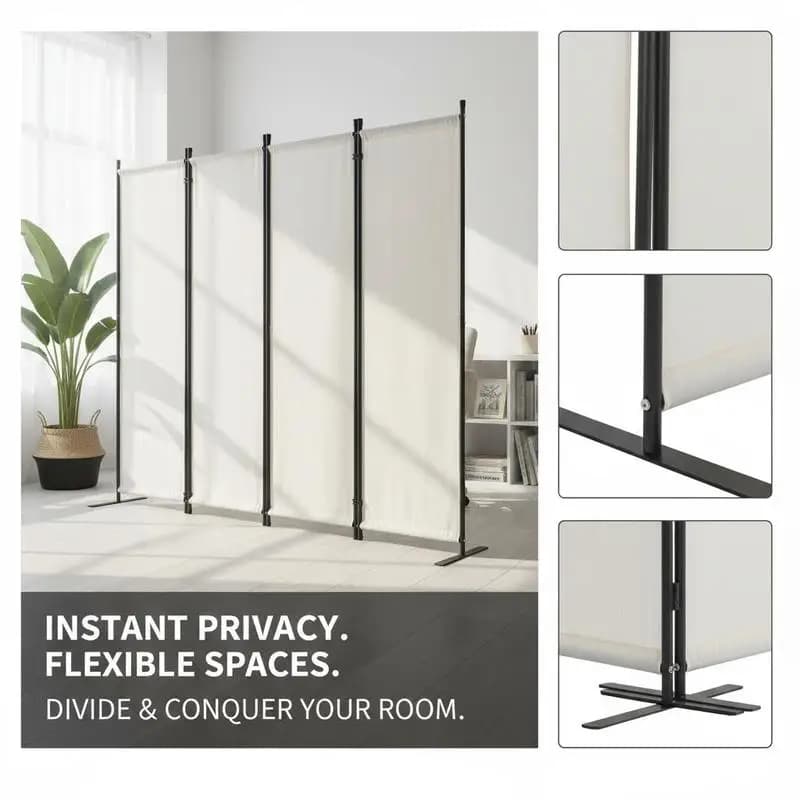 Separador de ambientes, biombo plegable de 4 paneles, pantalla de privacidad para oficina, dormitorio, comedor, estudio, balcón, separador de