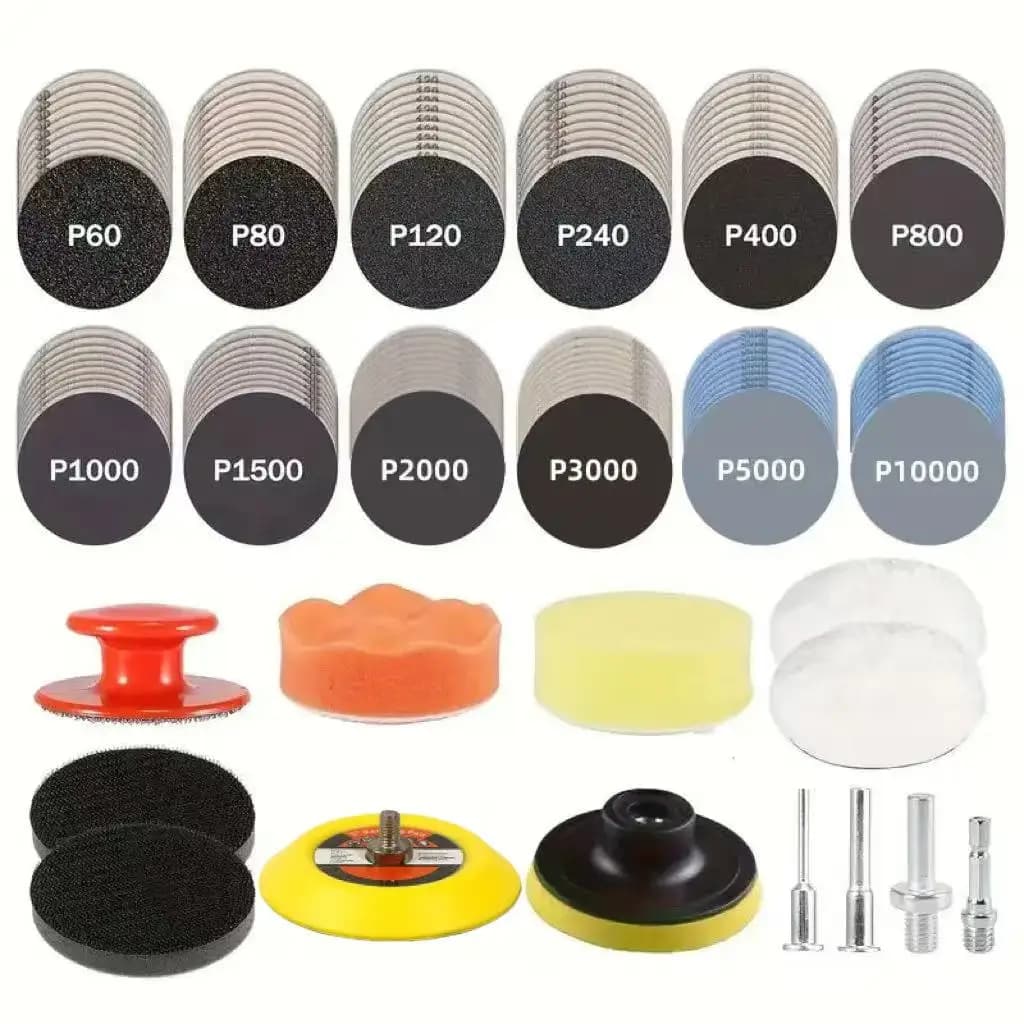 Kit de Pulido con 133 Discos de Lijado y Brocas, Accesorios de Lijado, Kit de Reparación de Faros de 7.62 cm para Uso en Seco y Húmedo, Almohadilla