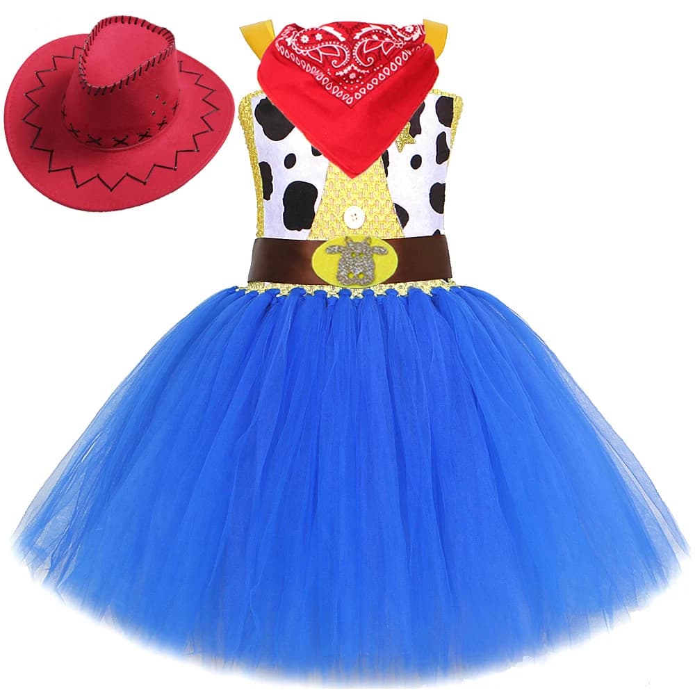 Disfraces de Vaquera Woody para Niñas, Disfraces de Princesa Jessie, Trajes de Navidad y Halloween para Niños, Tutus Elegantes con Sombrero de