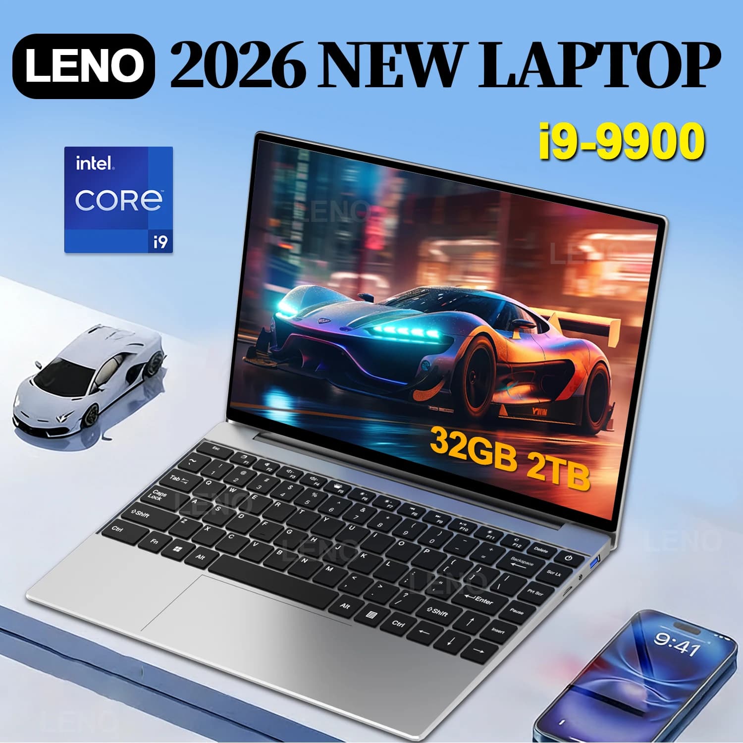 LENO 2026 nuevo ordenador portátil de 14,1 pulgadas Intel Core i9-9900 32GB 2TB ordenador para juegos Windows11 Gamer office Ultra delgado Notebook