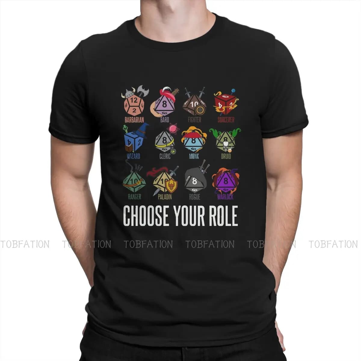 DnD personaje clase Hit Dice camiseta Homme ropa de calle Blusas Camiseta de algodón suelta para hombres