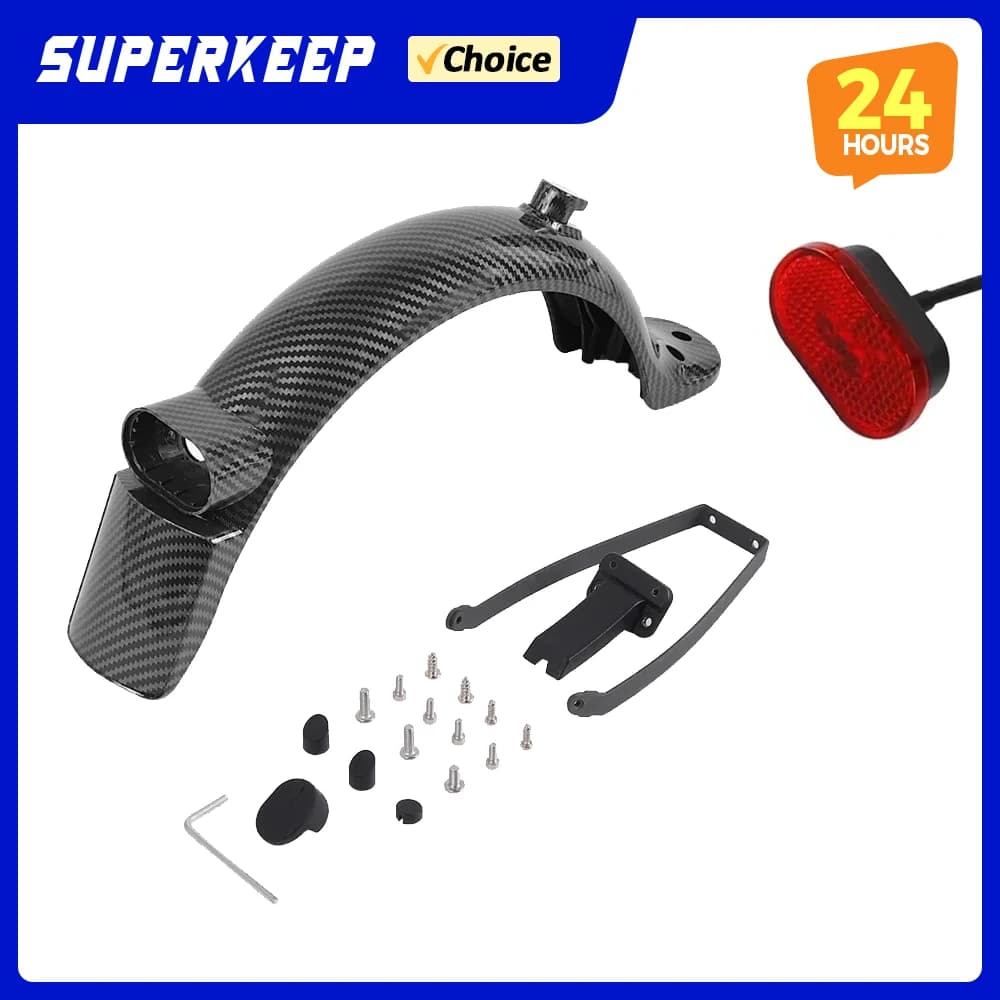Guardabarros Trasero de Fibra de Carbono con Soporte para Xiaomi Mi3 Pro/Pro 2 Scooter, Piezas de Reparación Duraderas para Luz Trasera