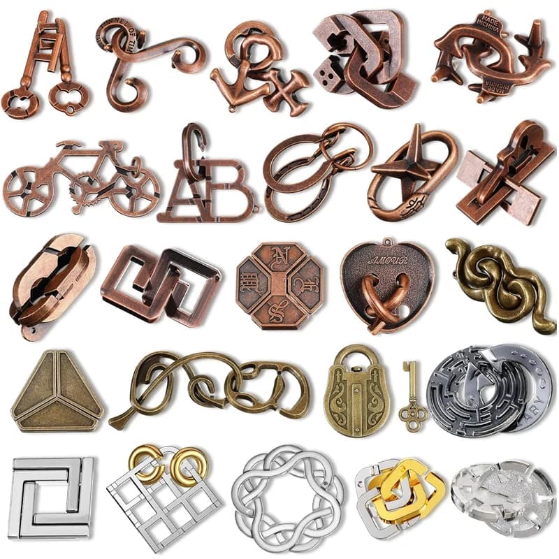 Rompecabezas De Metal rompecabezas 3 uds conjunto Casse Tete Difficile Rompecabezas IQ prueba juegos mágicos juguetes para niños adultos Juegos De