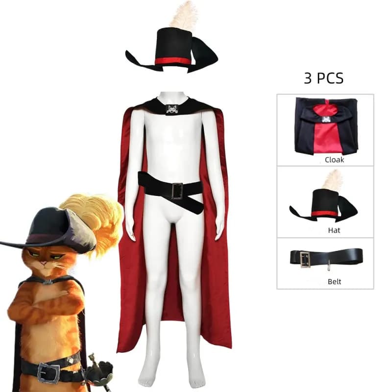 Disfraz de gato de Anime con botas, conjunto de disfraz de gato de dibujos animados, capa, mascarada de Halloween, accesorios para fiesta de Carnaval,