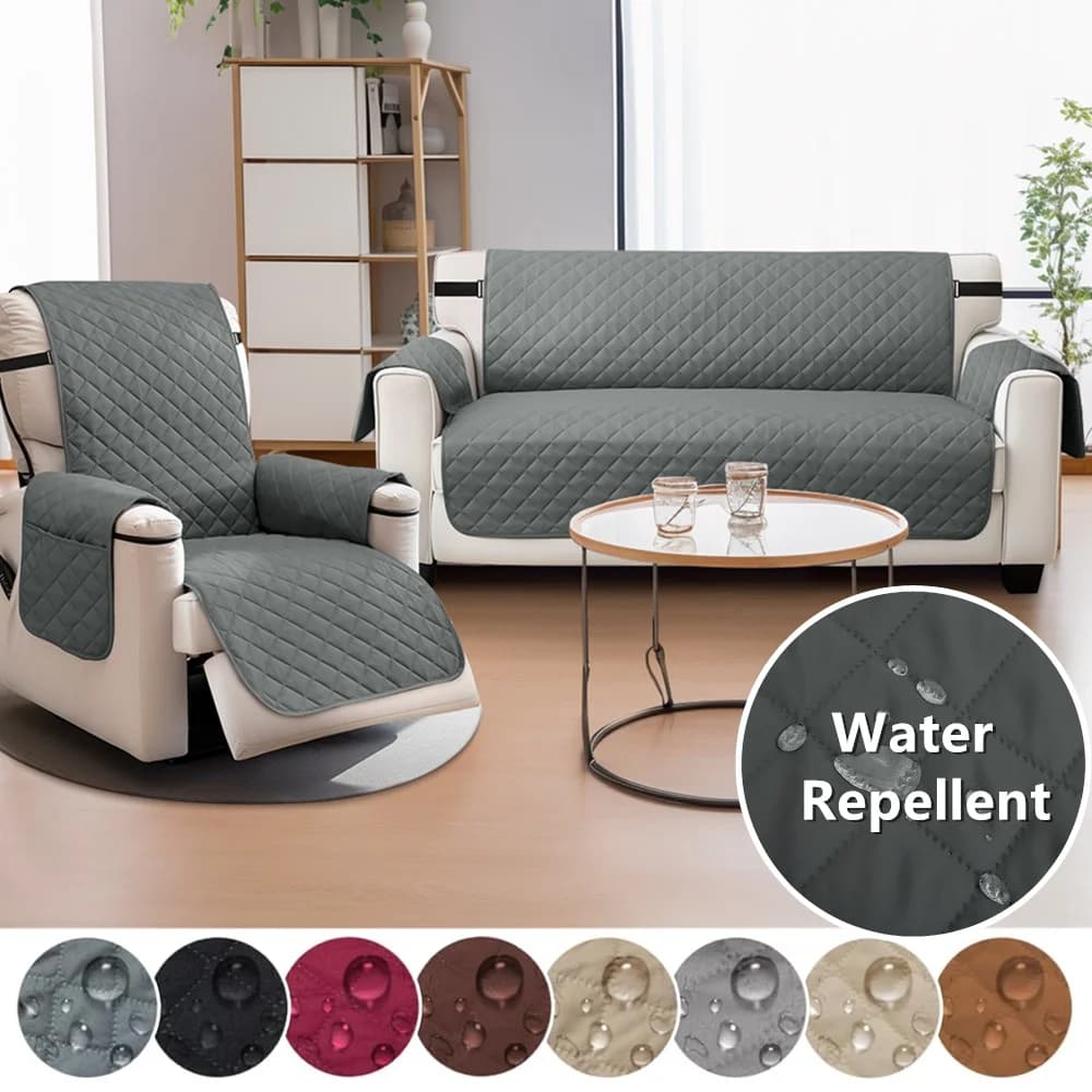 Fundas de Sofá Resistentes al Agua, Protector de Muebles Reversible con Correas Elásticas Antideslizantes para Niños y Perros, Funda para Sofá