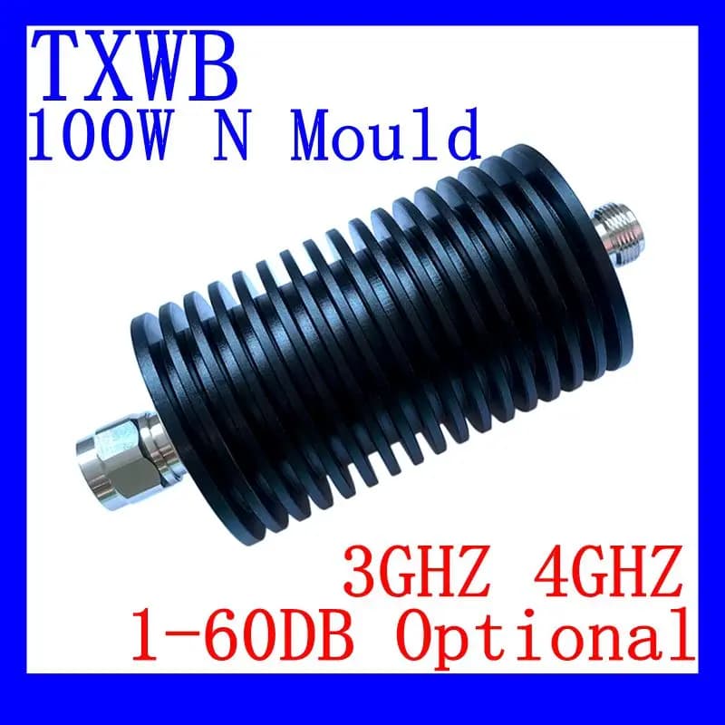 Atenuador de conector macho a hembra, 100W, tipo N, DC-3Ghz/4Ghz, 1/2/3/5/6/10/15/20/30/40/50/60db, Coaxial RF conector de alimentación