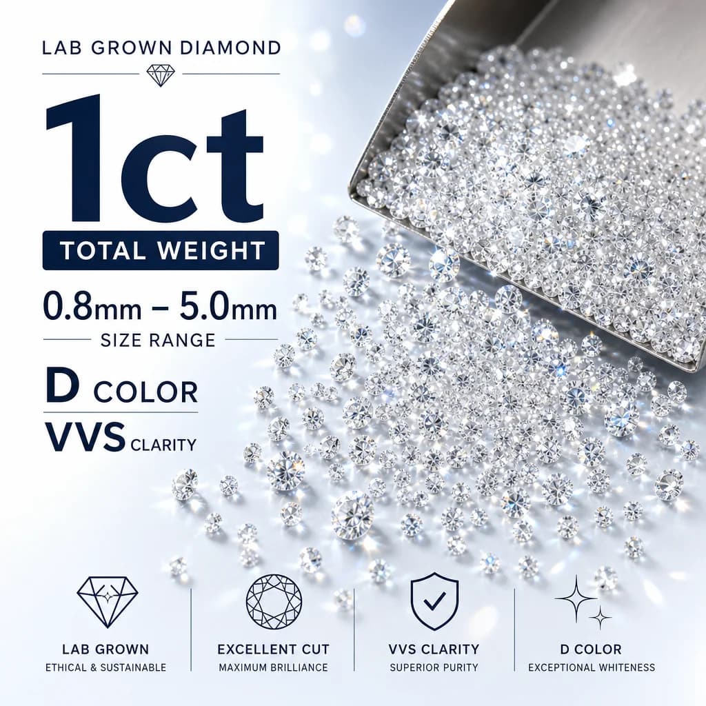 Diamantes de Laboratorio D VVS1, Precio de Fábrica, Diamantes Cultivados en Laboratorio de Alta Calidad, 0.8mm~5.0mm, 1ct HPHT CVD VVS-VS, Diamantes