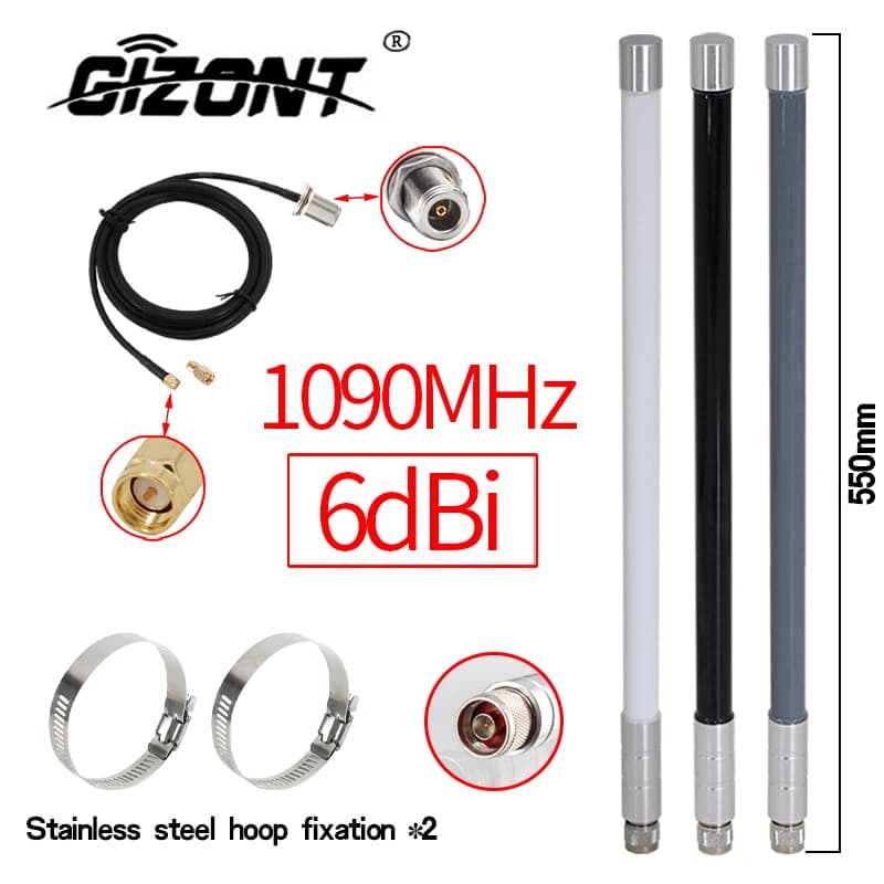 Antena de ADS-B de 1090MHz, telemetro de fibra de vidrio para exteriores, antenas de detección remota N macho, compatible con cable FlightAware