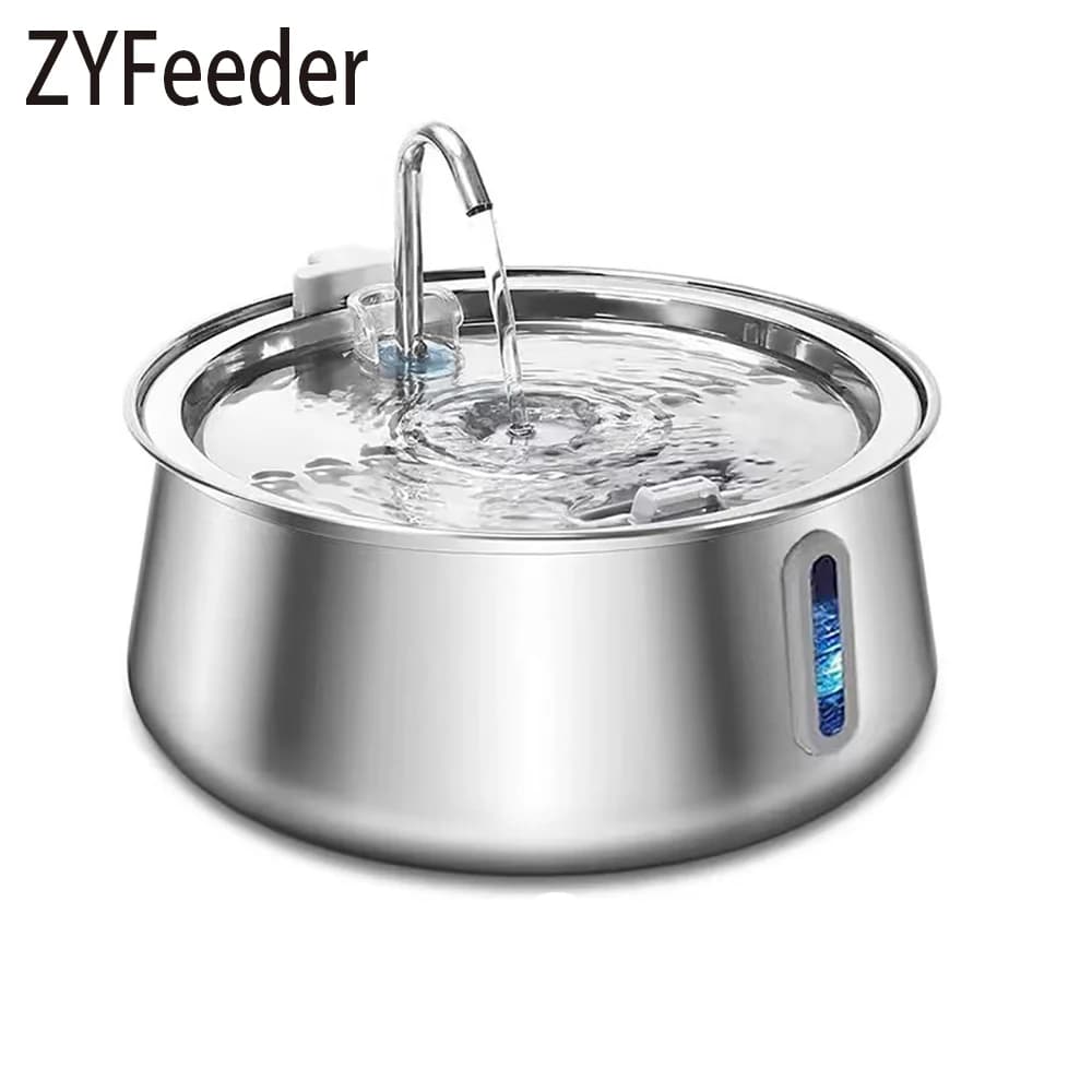 Fuente para gatos, alimentador de agua para mascotas de acero inoxidable, 4L, gran capacidad, dispensador automático de agua para mascotas, tazón de