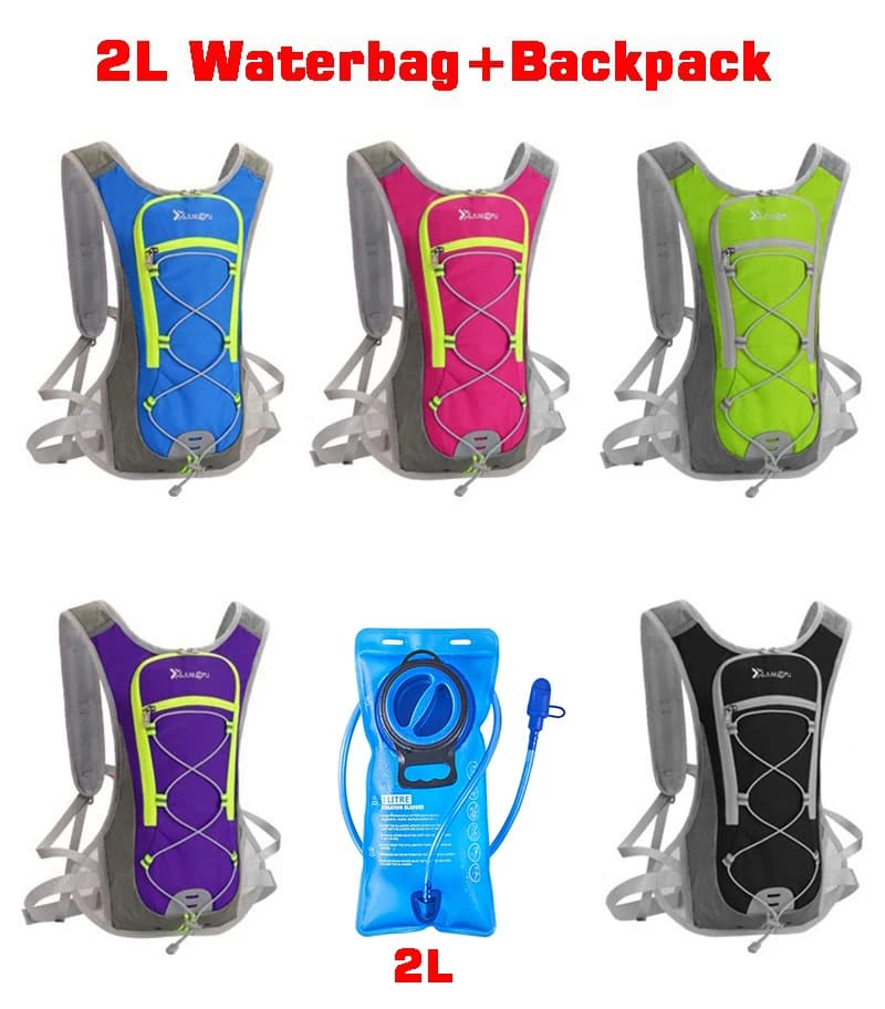 Mochila de ciclismo, juego de bolsas de agua de 2L, mochila transpirable, hidratación, correr, beber, bolsa de agua, contenedor de reposición de