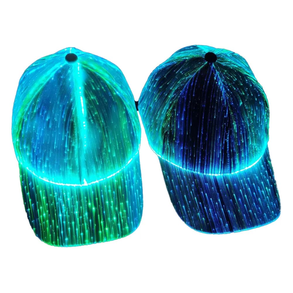 Gorra de fibra óptica con luz LED, gorro de béisbol EDC luminoso y brillante, 7 colores, carga USB