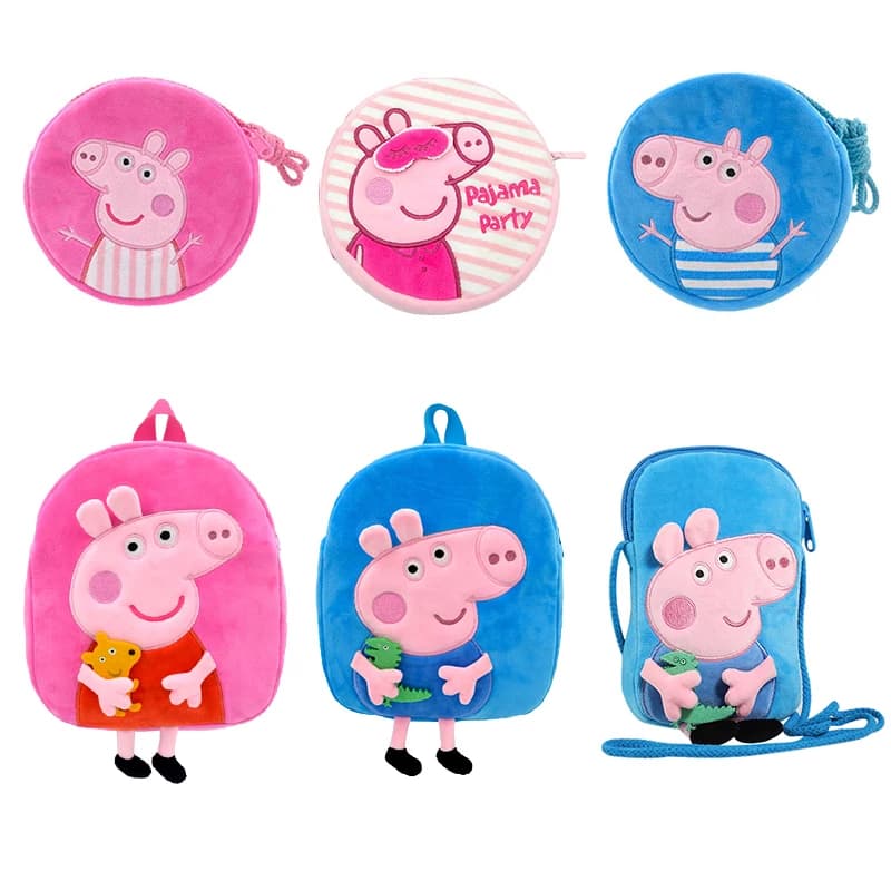 Mochila de felpa Peppa Pig, bolso de hombro individual, relleno suave, billetera George para jardín de infantes, juguete de caramelo, regalos de