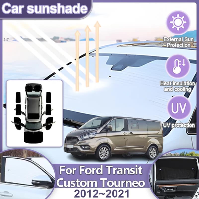 Cubiertas Completas para Automóviles Ford Transit Custom Tourneo LWB 2012~2021 2020, Parasoles, Protección Retráctil