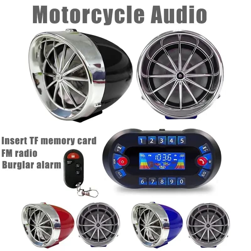 AMPLIFICADOR DE Altavoz Bluetooth para motocicleta MT730, salida 2.1A, reproductor de música MP3, USB, Radio FM, altavoz estéreo, alarma antirrobo,