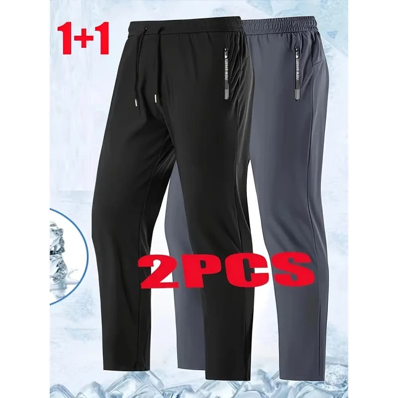 Pantalones de chándal Unisex de secado rápido, cintura elástica de fibra de hielo que absorbe la humedad, pantalones holgados informales