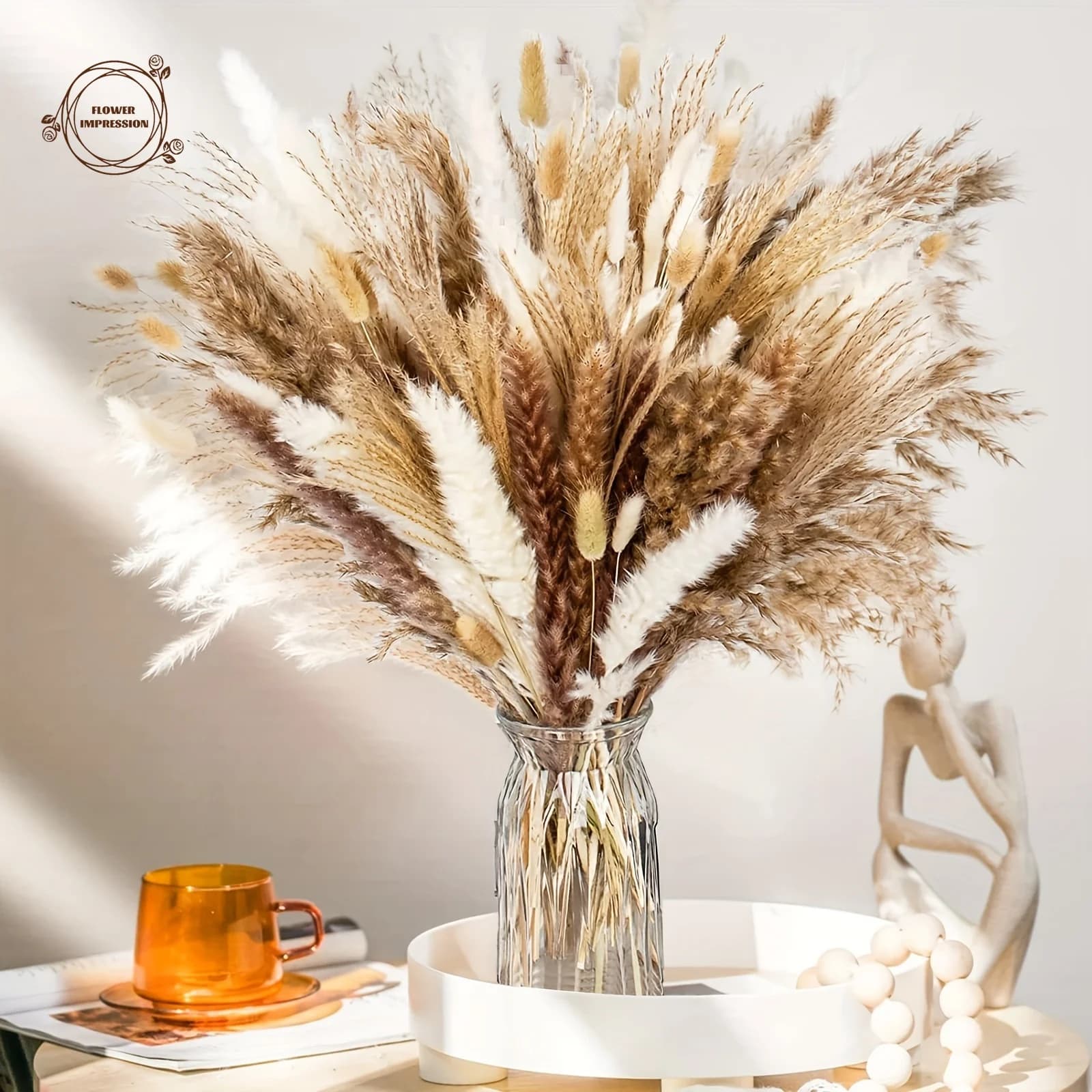 100 Uds. Flores naturales preservadas Pampas ramo de hierba Boho decoración de mesa para el hogar flor seca Lagurus Ovatus decoración del banquete