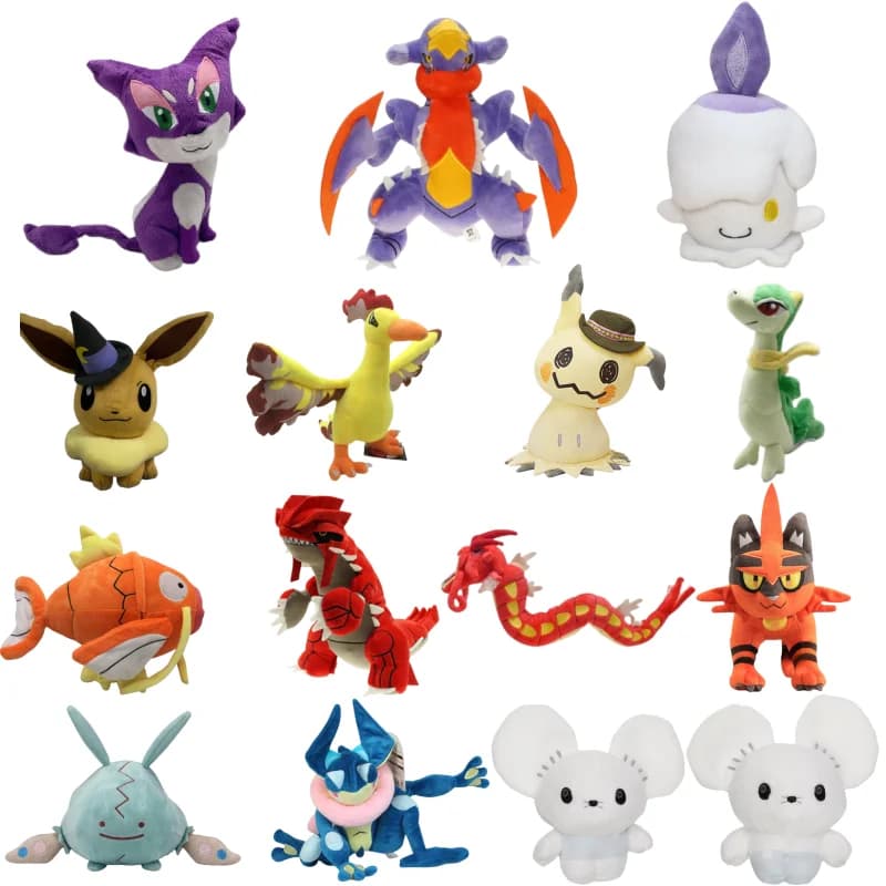 Interesantes juguetes de peluche de Pokémon Litwick Tandemaus Torracat Purrloin Groudon Moltres Garchomp Trubbish Gyarados nuevo regalo lindo para