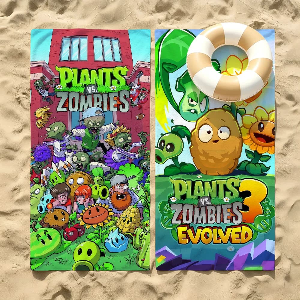 Toalla de estrategia Game P-Plants Vs Z-Zombies para playas, estudios de yoga, gimnasios, aguas termales, piscinas y picnics